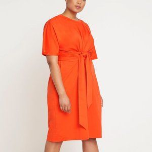 NWT Eloquii Cross Front Flutter Sleeve Dress in Peppery Vermillion